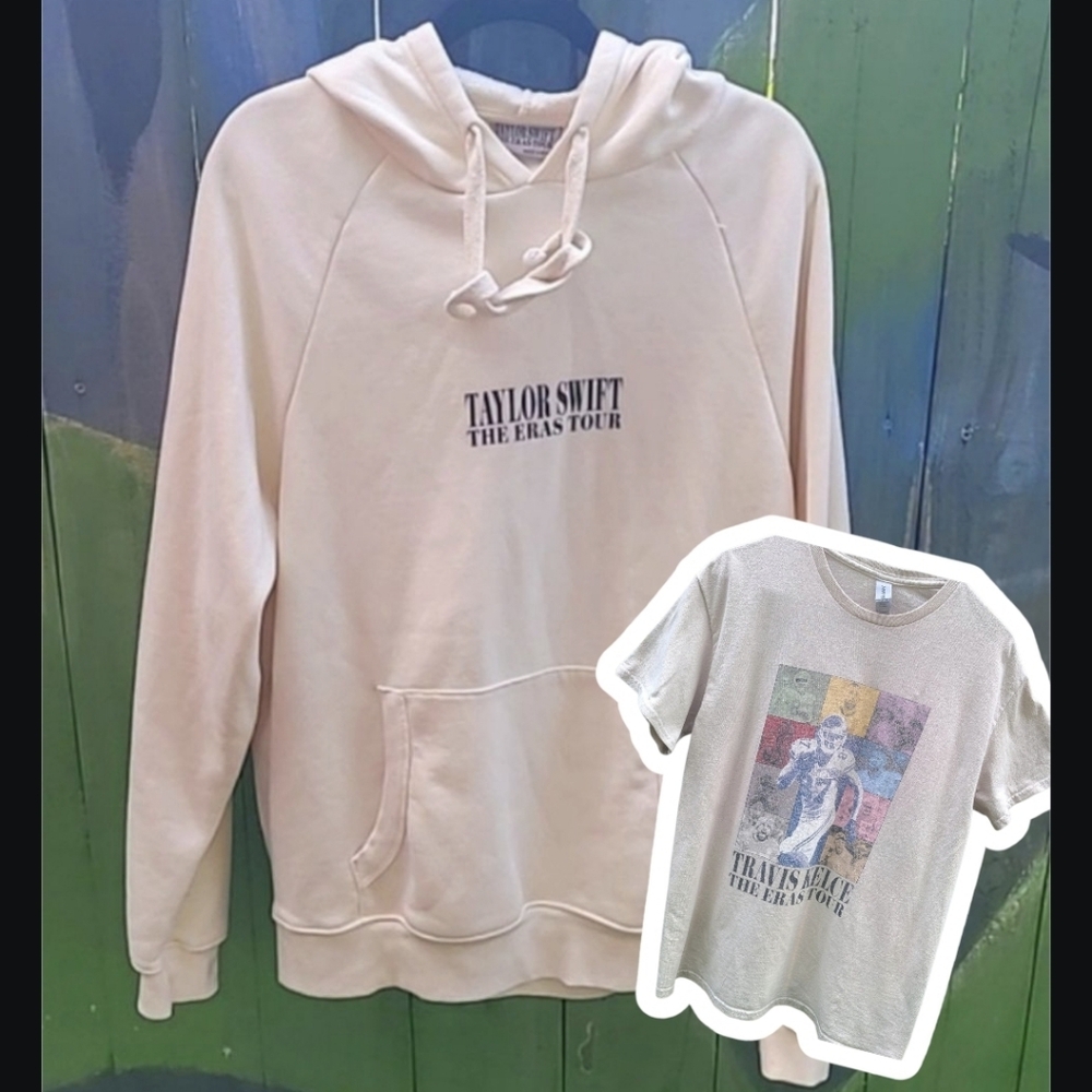 The Eras Tour Taylor Swift Hoodie And Travis Kelce Eras Tour TShirt 2 Piece Set